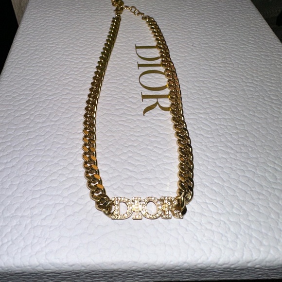 DIO(R)evolution Choker Gold-Finish Metal and White Crystals Christian Dior - Picture 1 of 5